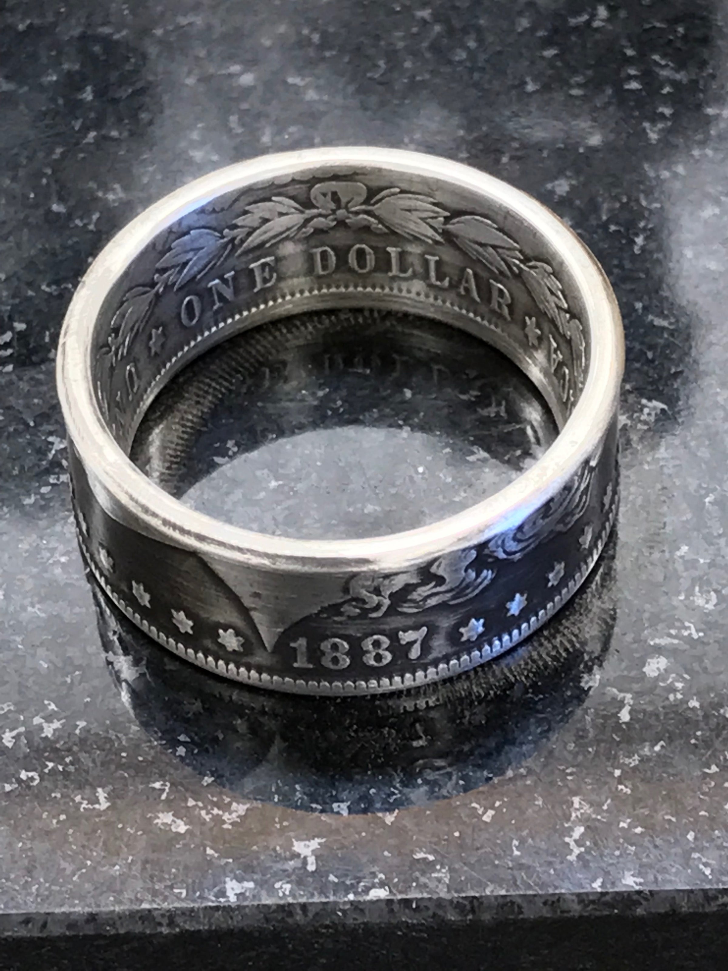 Morgan silver dollar ring top